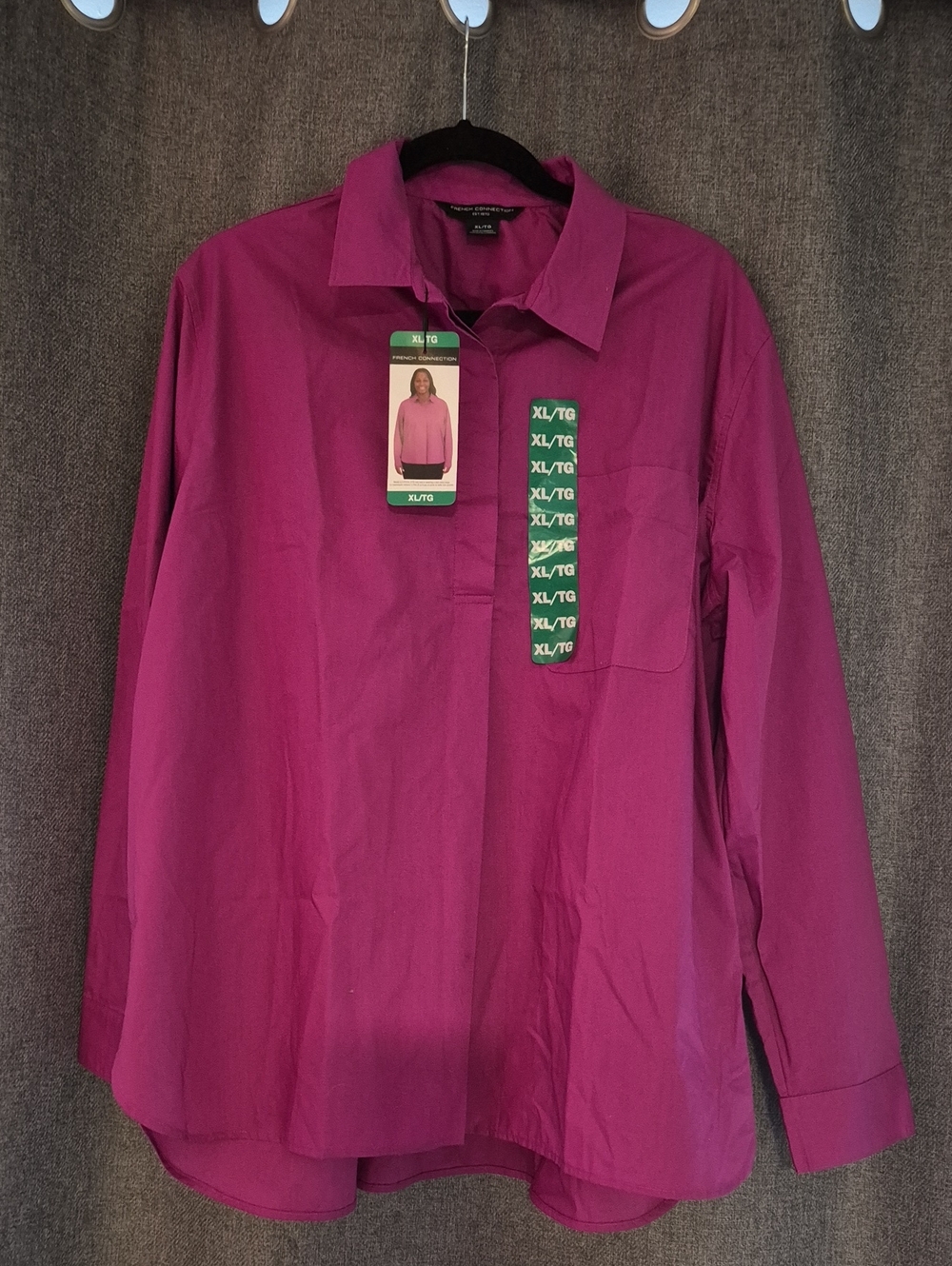 French Connection Fuchsia Collared Shirt
